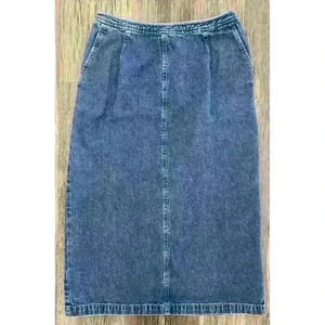 Jones New York Skirt Women’s Sz 10P Country Denim Jean Maxi Back Slit Vtg